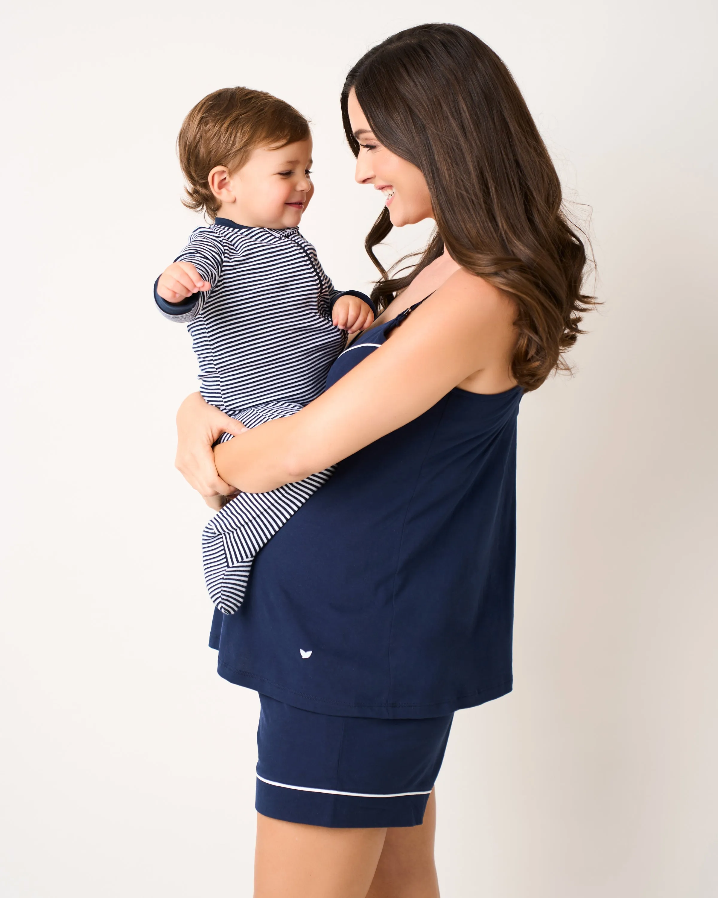 Women's Pima Maternity Shorts in Navy sold by Petite Plume product image thumbnail 4