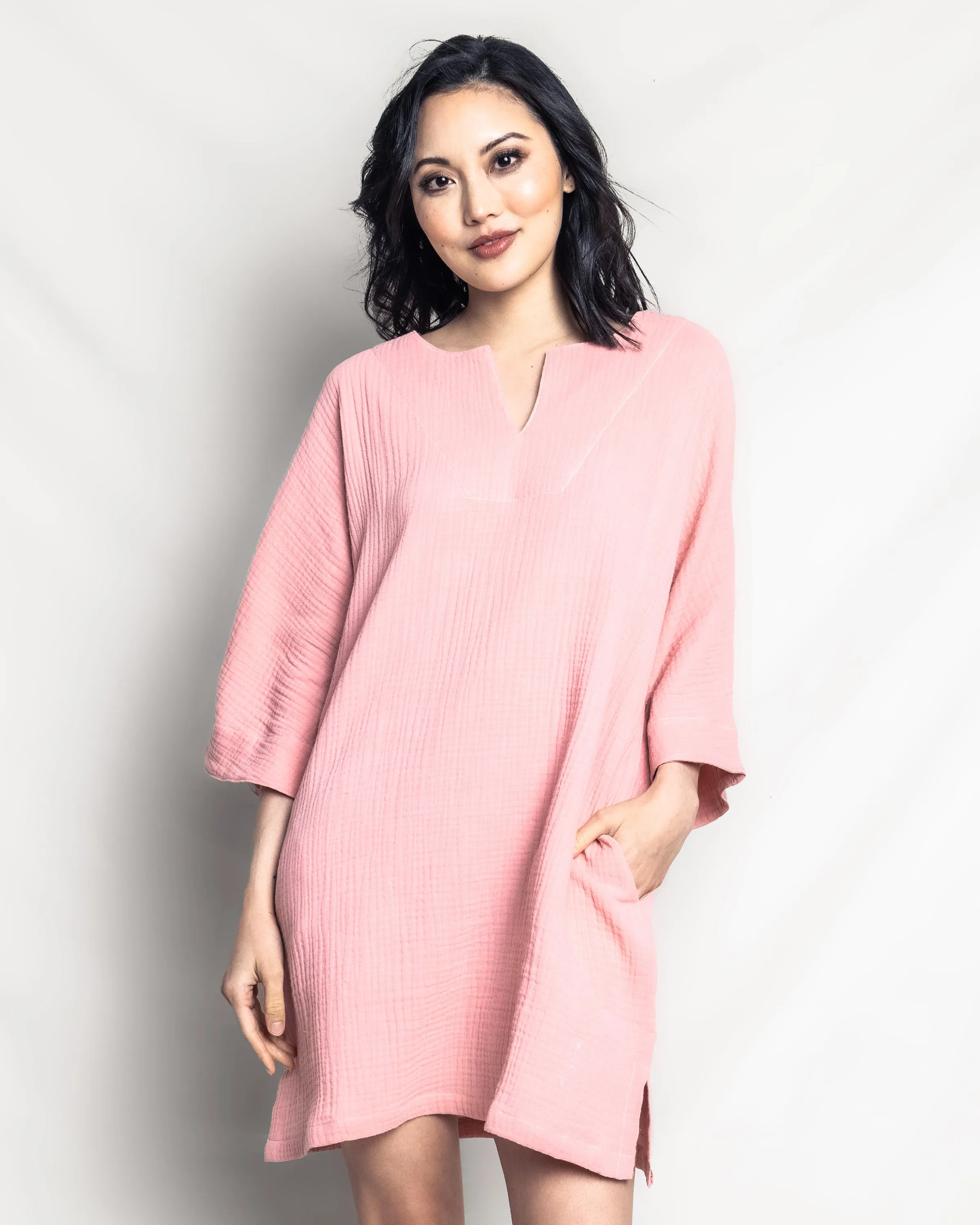 Women's Gauze Short Caftan in Pink sold by Petite Plume product image thumbnail 2