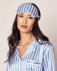 Women's Silk Sleep Mask in Azure Stripe sold by Petite Plume