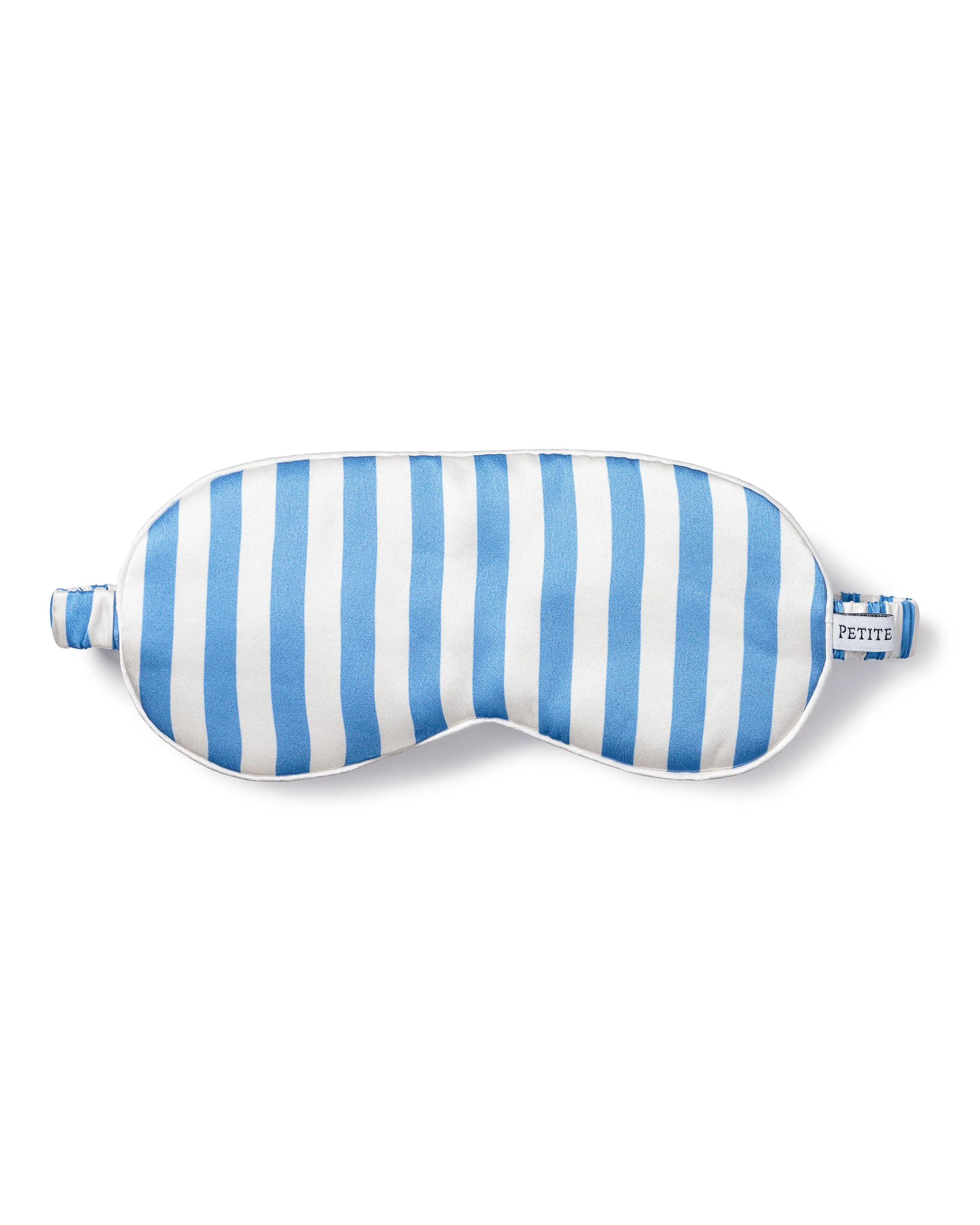 Women's Silk Sleep Mask in Azure Stripe sold by Petite Plume