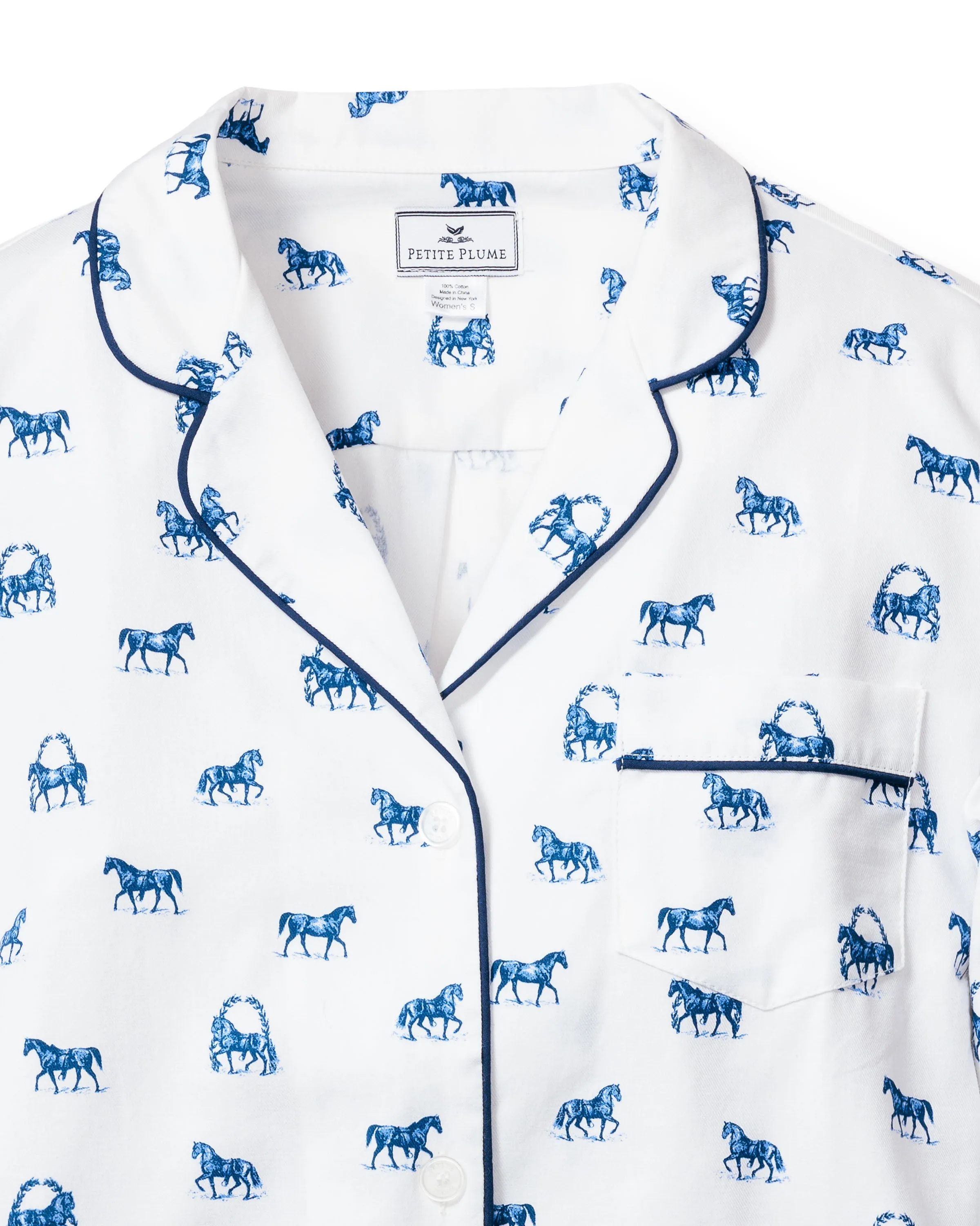 Women's Twill Nightshirt in The Equestrian sold by Petite Plume product image thumbnail 4