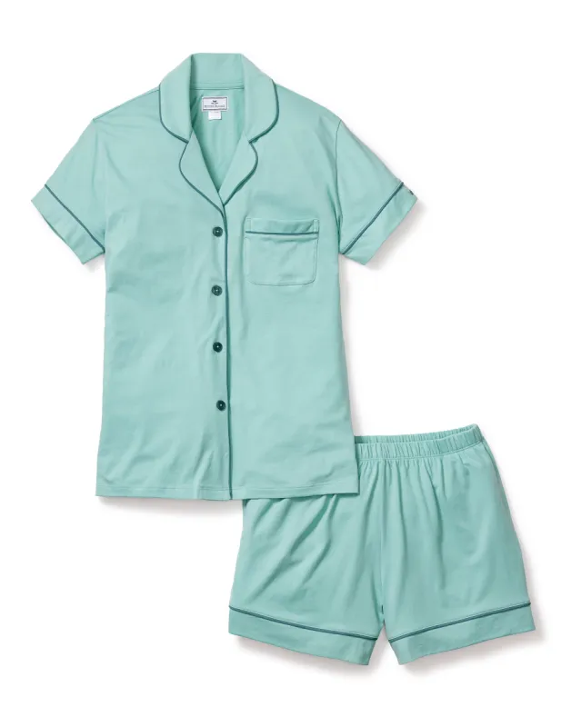 Women's Pima Short Sleeve Short Set in Seaglass sold by Petite Plume