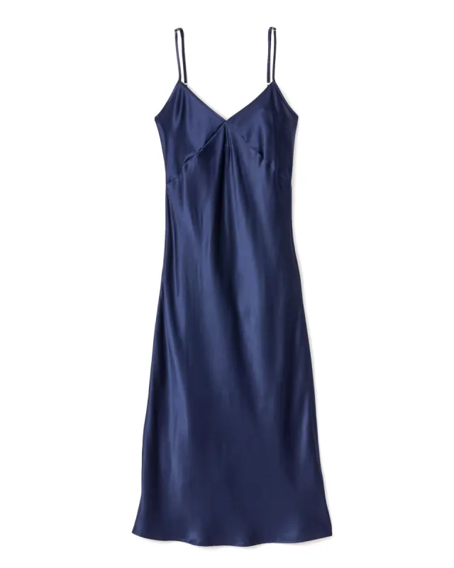 Women's Silk Cosette Nightgown in Navy sold by Petite Plume