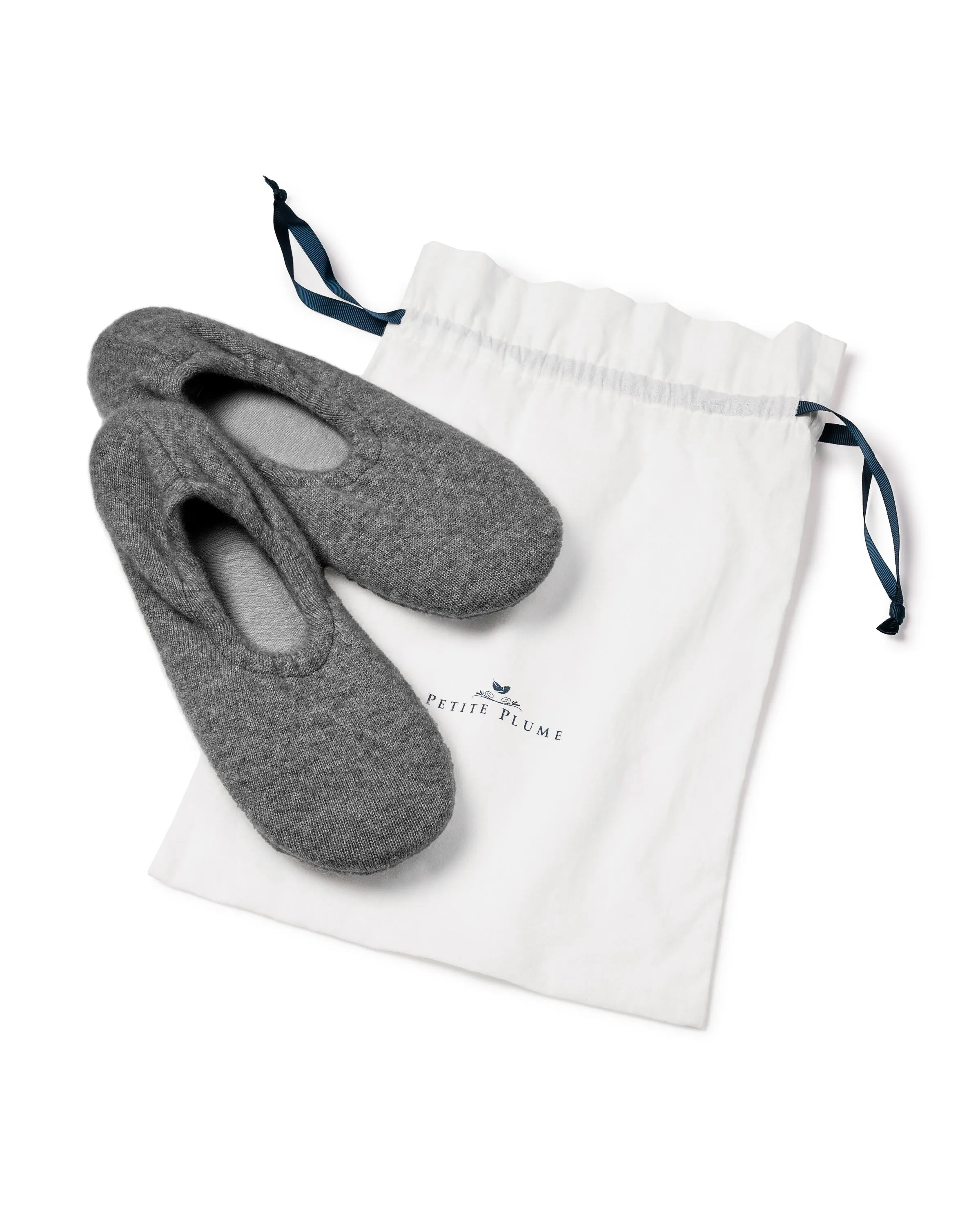 Women's Cashmere Slippers in Dark Grey sold by Petite Plume product image thumbnail 5