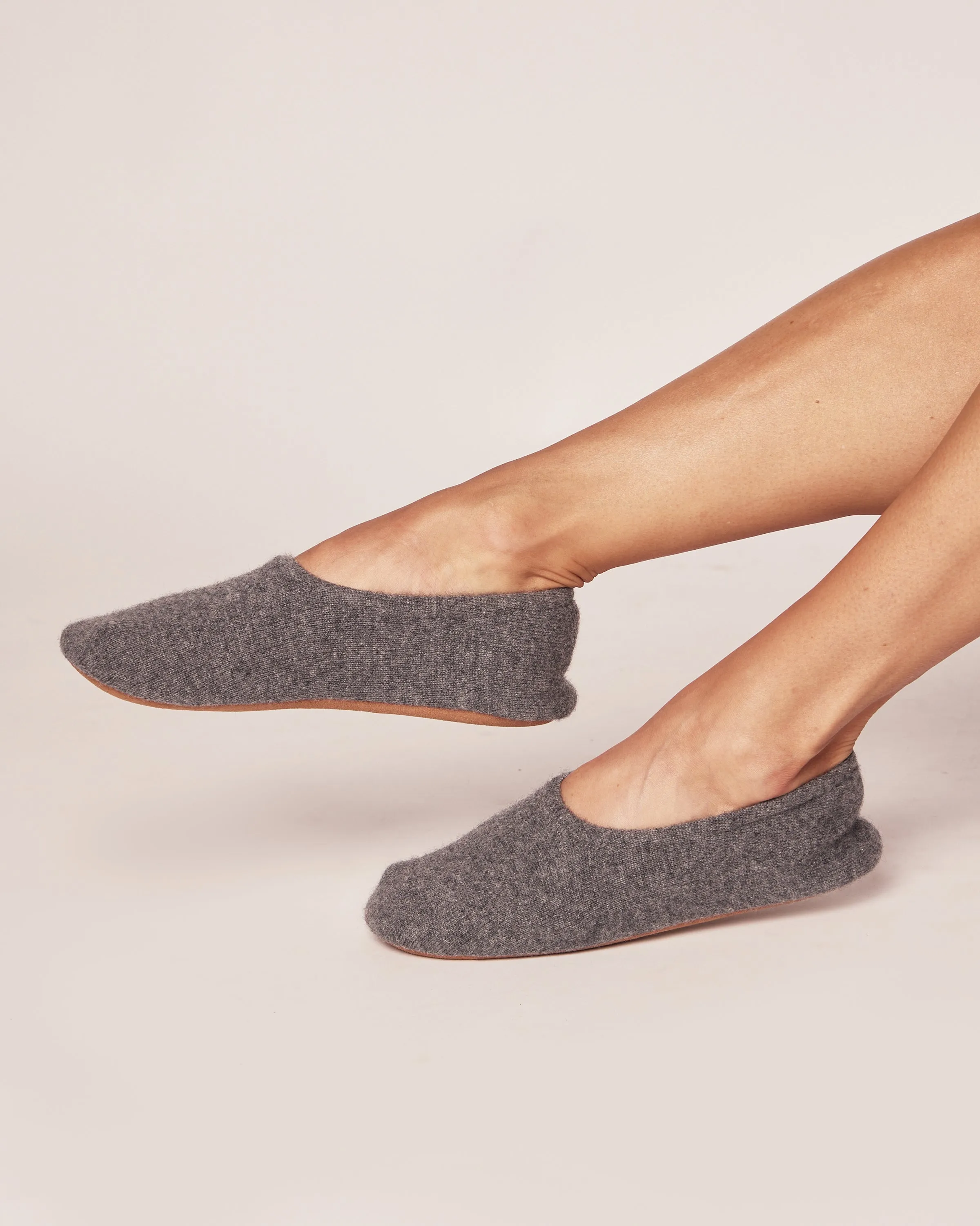 Women's Cashmere Slippers in Dark Grey sold by Petite Plume product image thumbnail 2