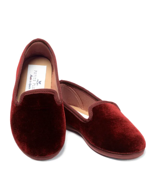 Women's Hamptons Loafer in Bordeaux Velvet sold by Petite Plume
