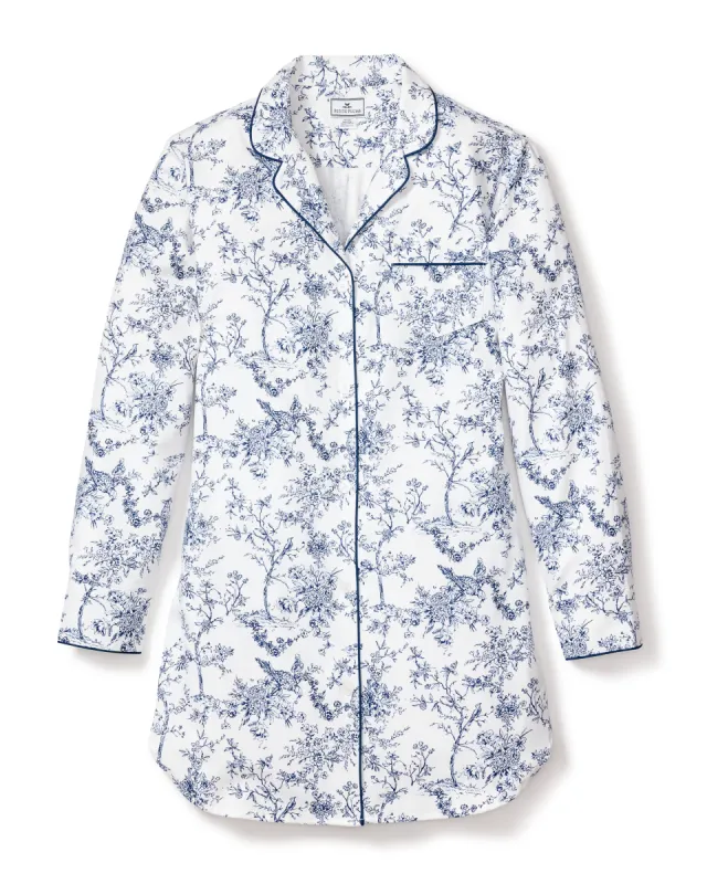 Women's Twill Nightshirt in Timeless Toile sold by Petite Plume