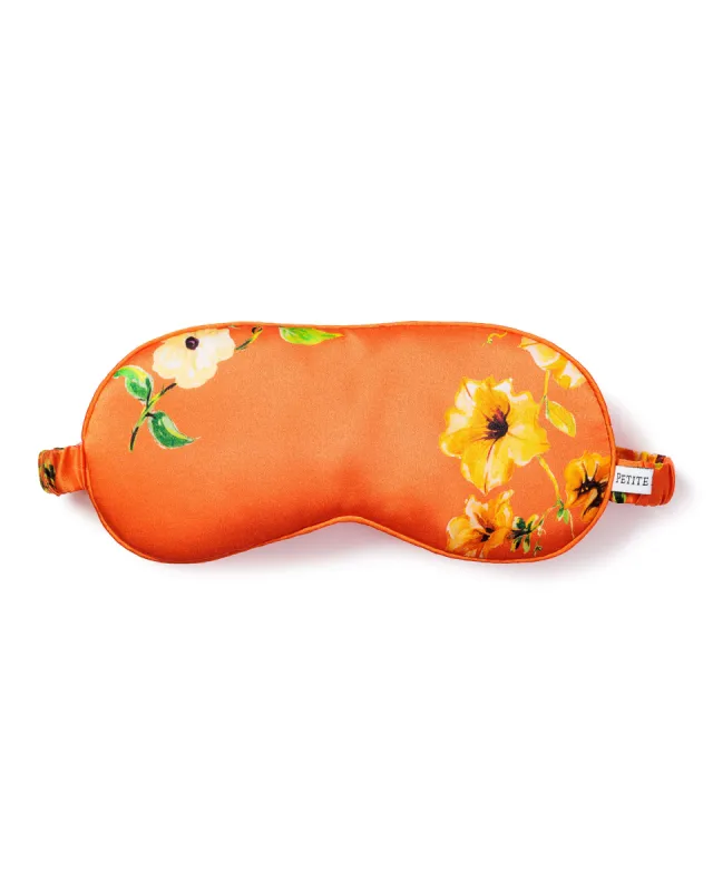 Women's Silk Sleep Mask in Tangerine Brilliant Botanical sold by Petite Plume