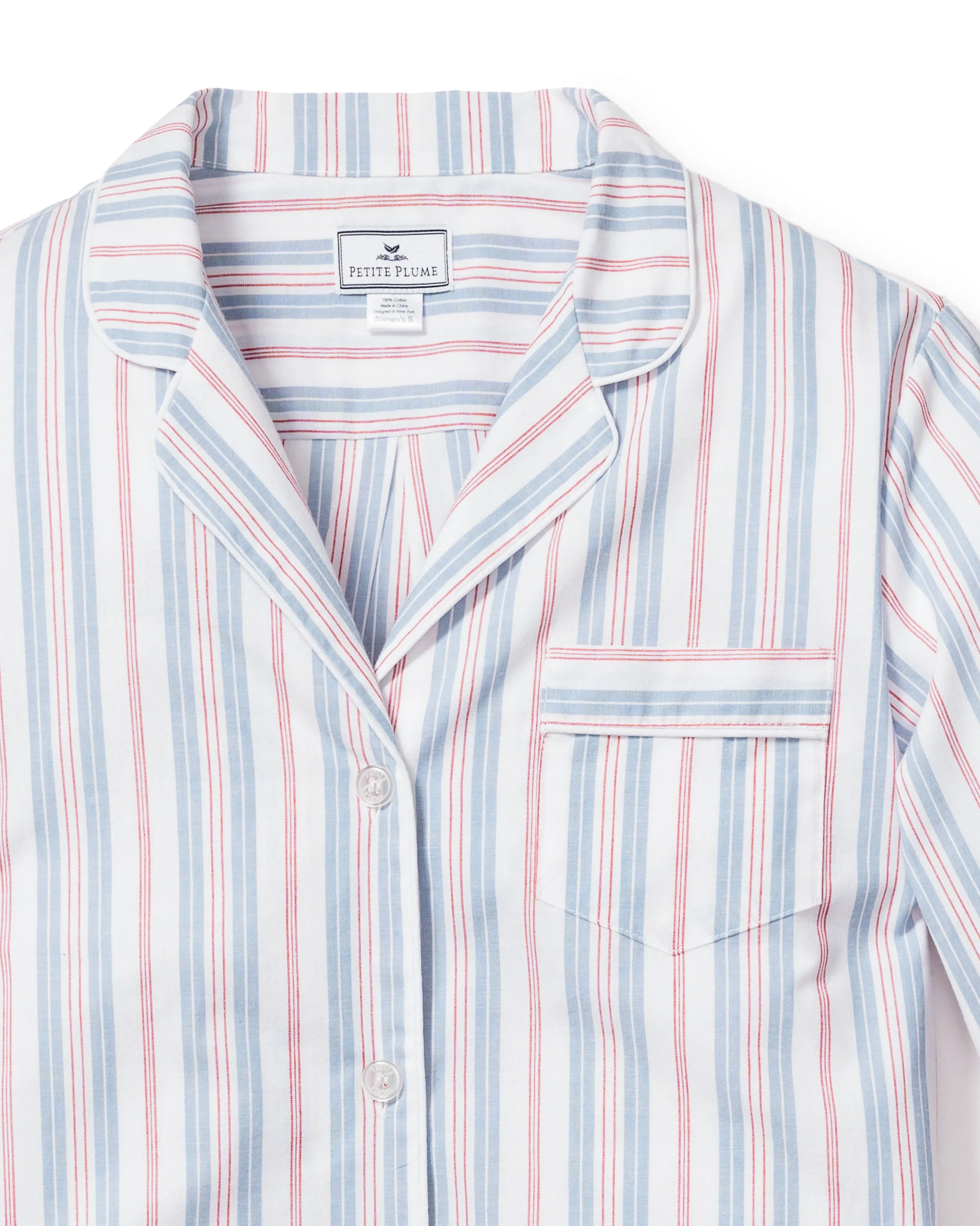 Women's Twill Pajama Set in Vintage French Stripes sold by Petite Plume product image thumbnail 4