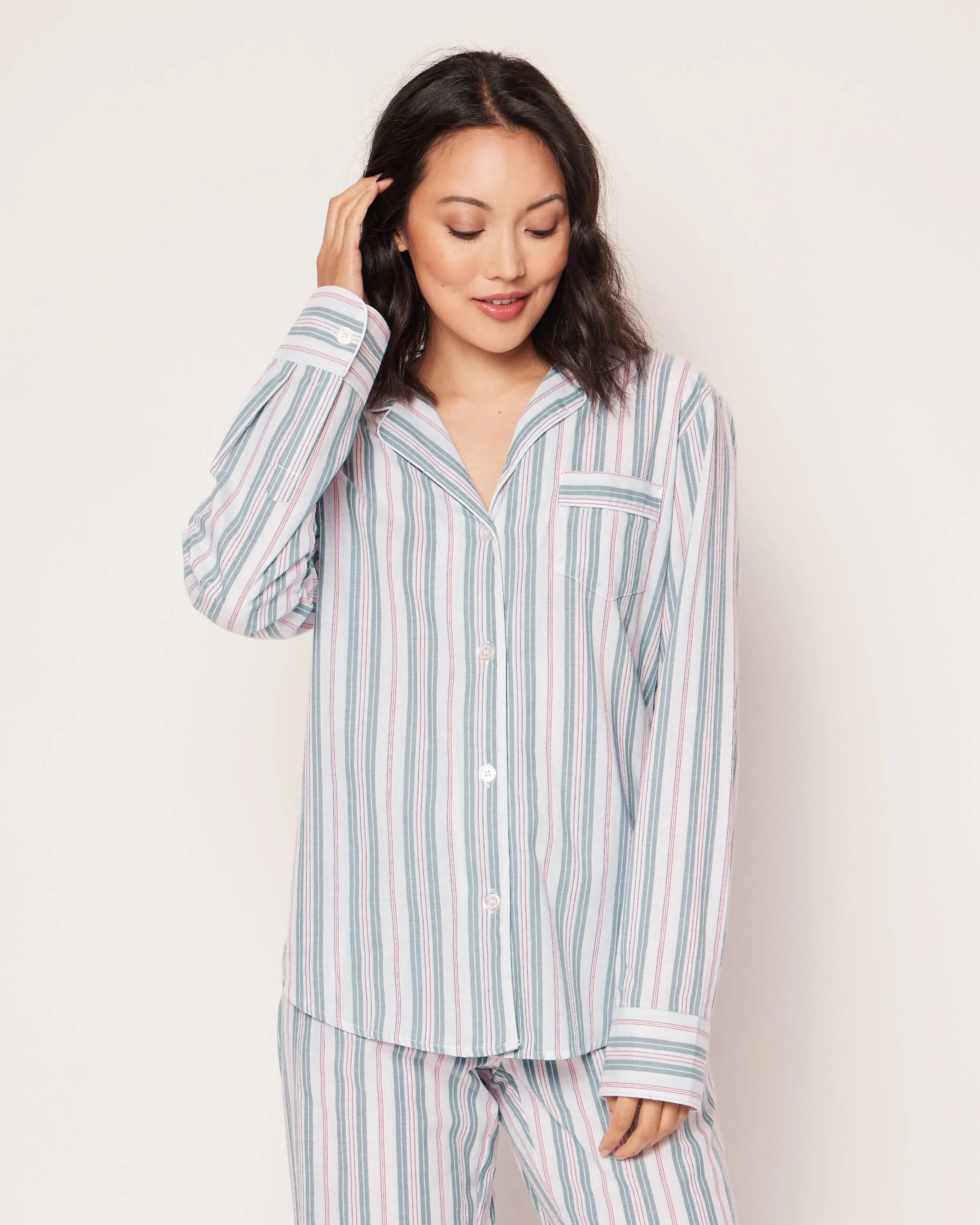 Women's Twill Pajama Set in Vintage French Stripes sold by Petite Plume product image thumbnail 3
