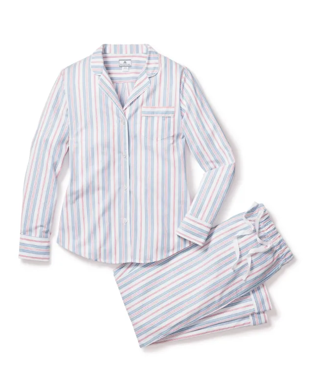 Women's Twill Pajama Set in Vintage French Stripes sold by Petite Plume