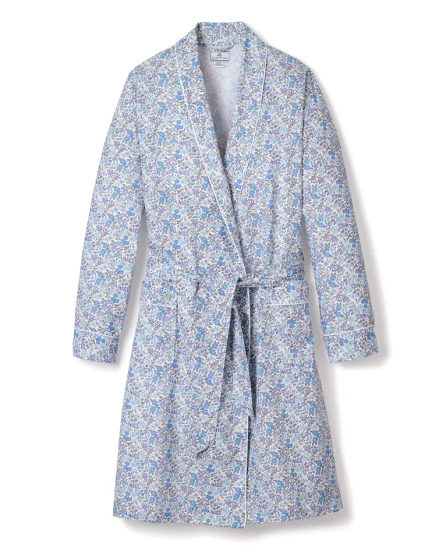 Women's Twill Robe in Fleur D'Azur sold by Petite Plume