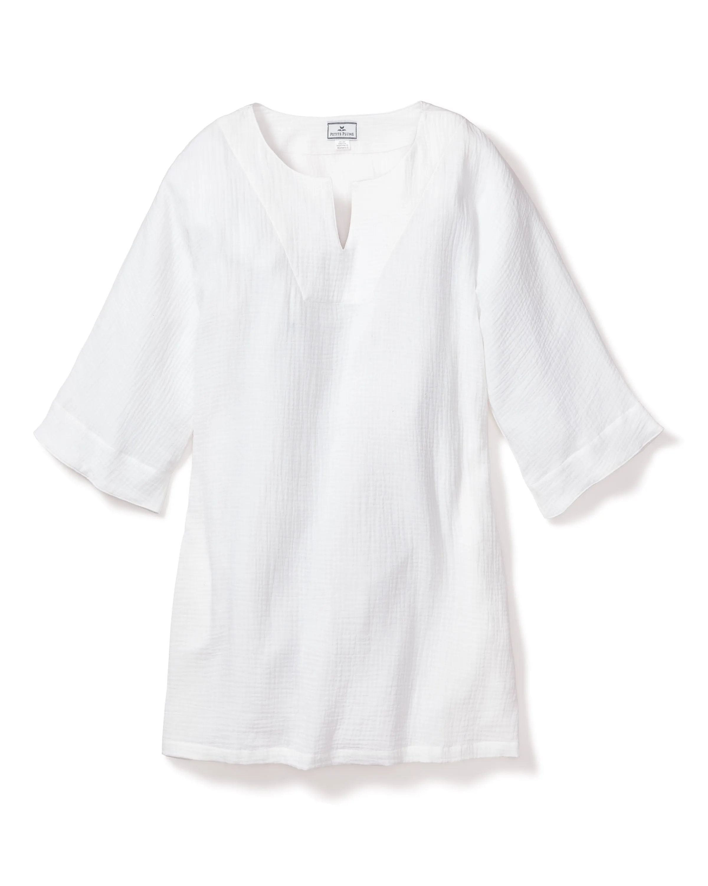Women's Gauze Short Caftan in White sold by Petite Plume