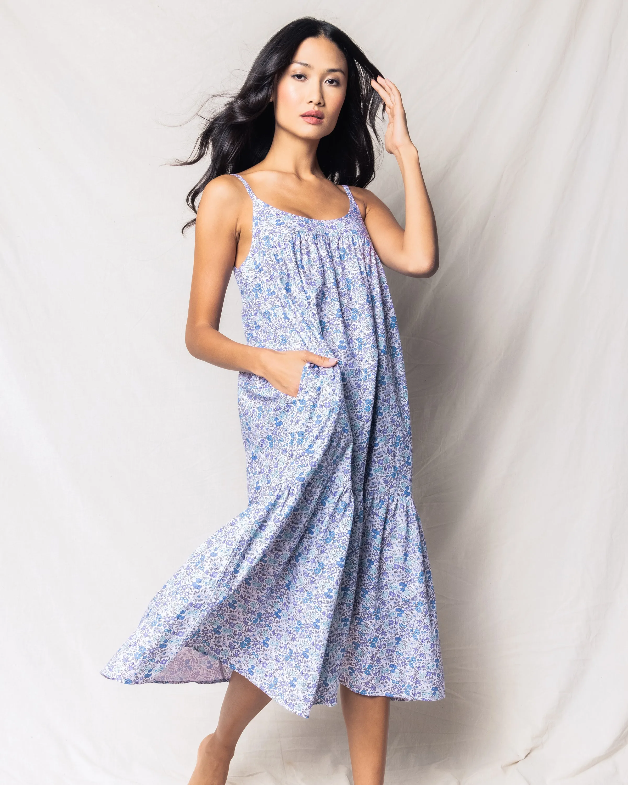 Women's Twill Chloé Nightgown in Fleur D'Azur sold by Petite Plume product image thumbnail 2