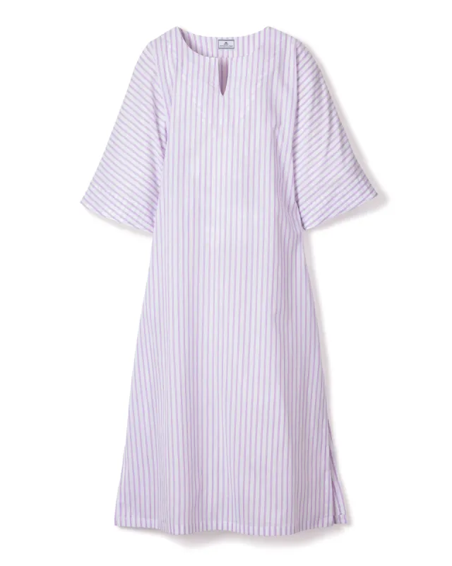 Women's Twill Caftan in Lavender French Ticking sold by Petite Plume