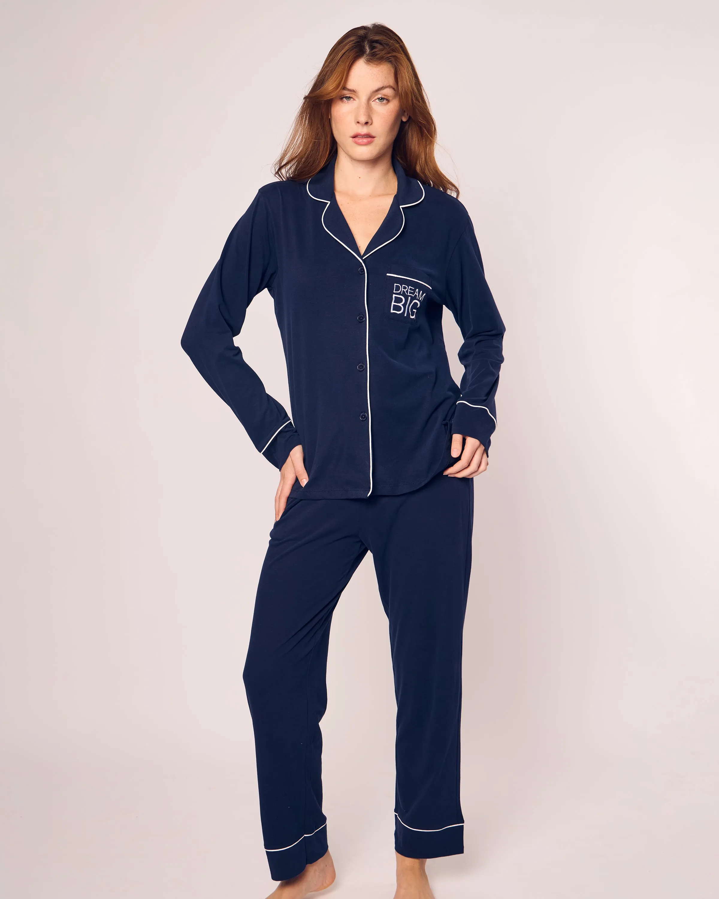 Women's Navy Pima Pajama Set with Dream Big sold by Petite Plume product image thumbnail 3