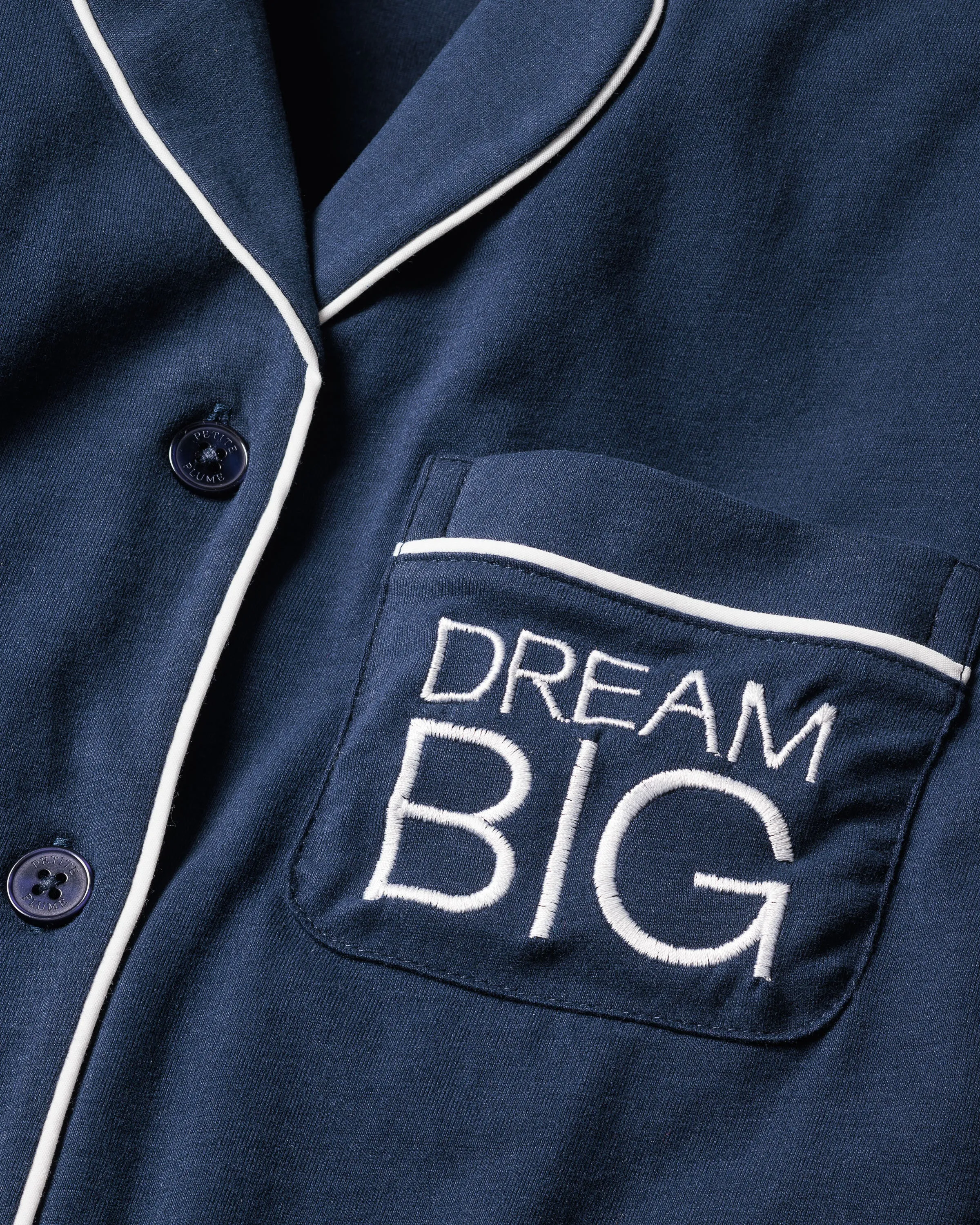 Women's Navy Pima Pajama Set with Dream Big sold by Petite Plume product image thumbnail 5