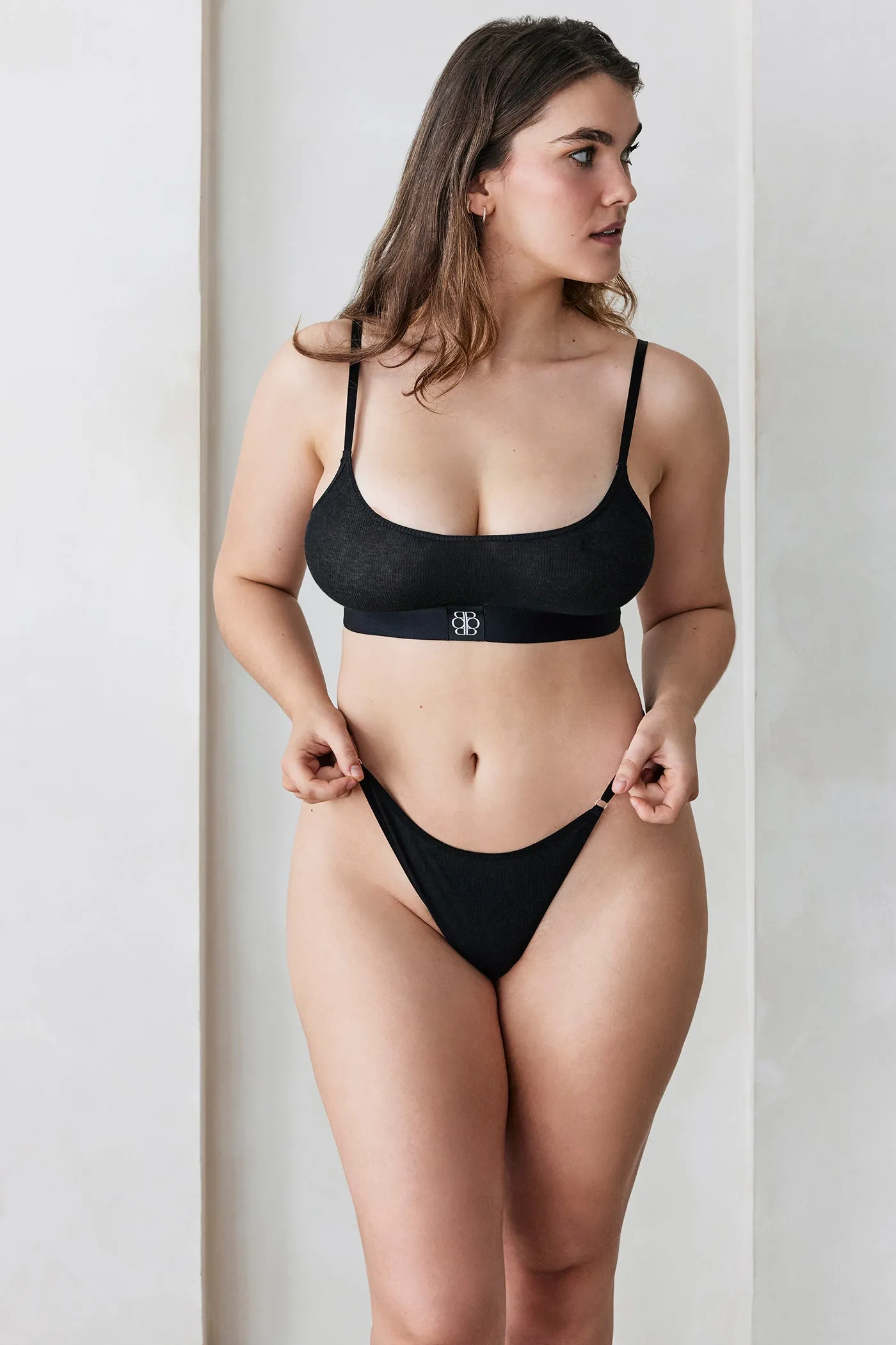 Cotton Rib Adjustable G-String - Black sold by Trunfio product image thumbnail 4