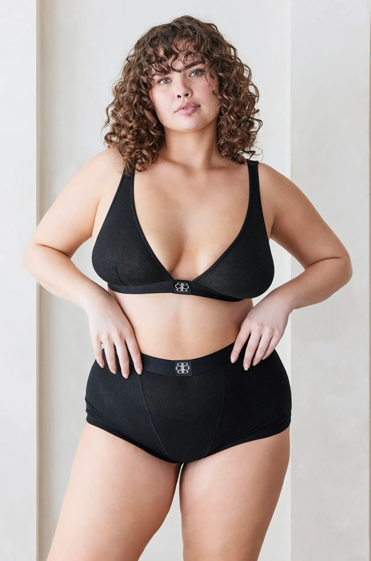 Cotton Rib Plunge Bralette - Heather Grey sold by Trunfio product image thumbnail 5