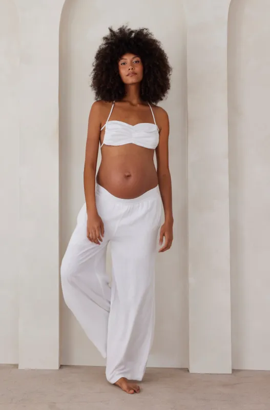 Ruched Linen Crop Top sold by Trunfio
