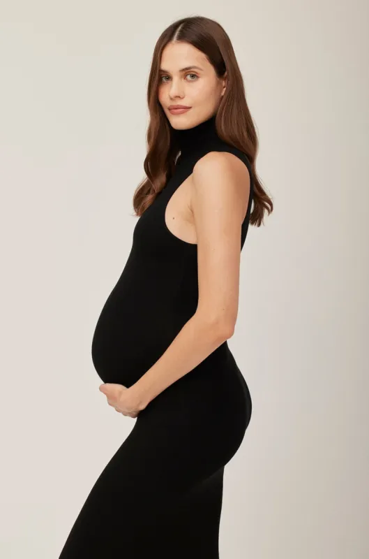 Soft Rib Turtleneck Sleeveless Dress sold by Trunfio