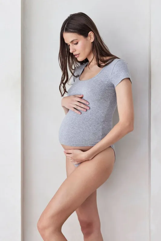 Cotton Rib 90's Tee - Heather Grey sold by Trunfio