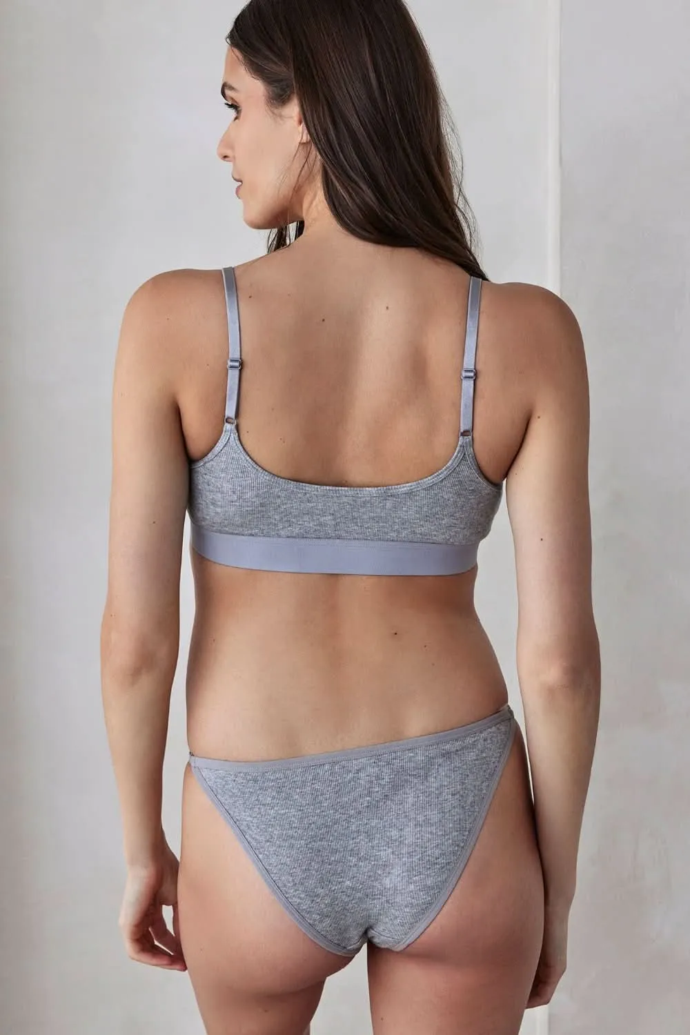 Cotton Rib Bralette - Heather Grey sold by Trunfio product image thumbnail 4