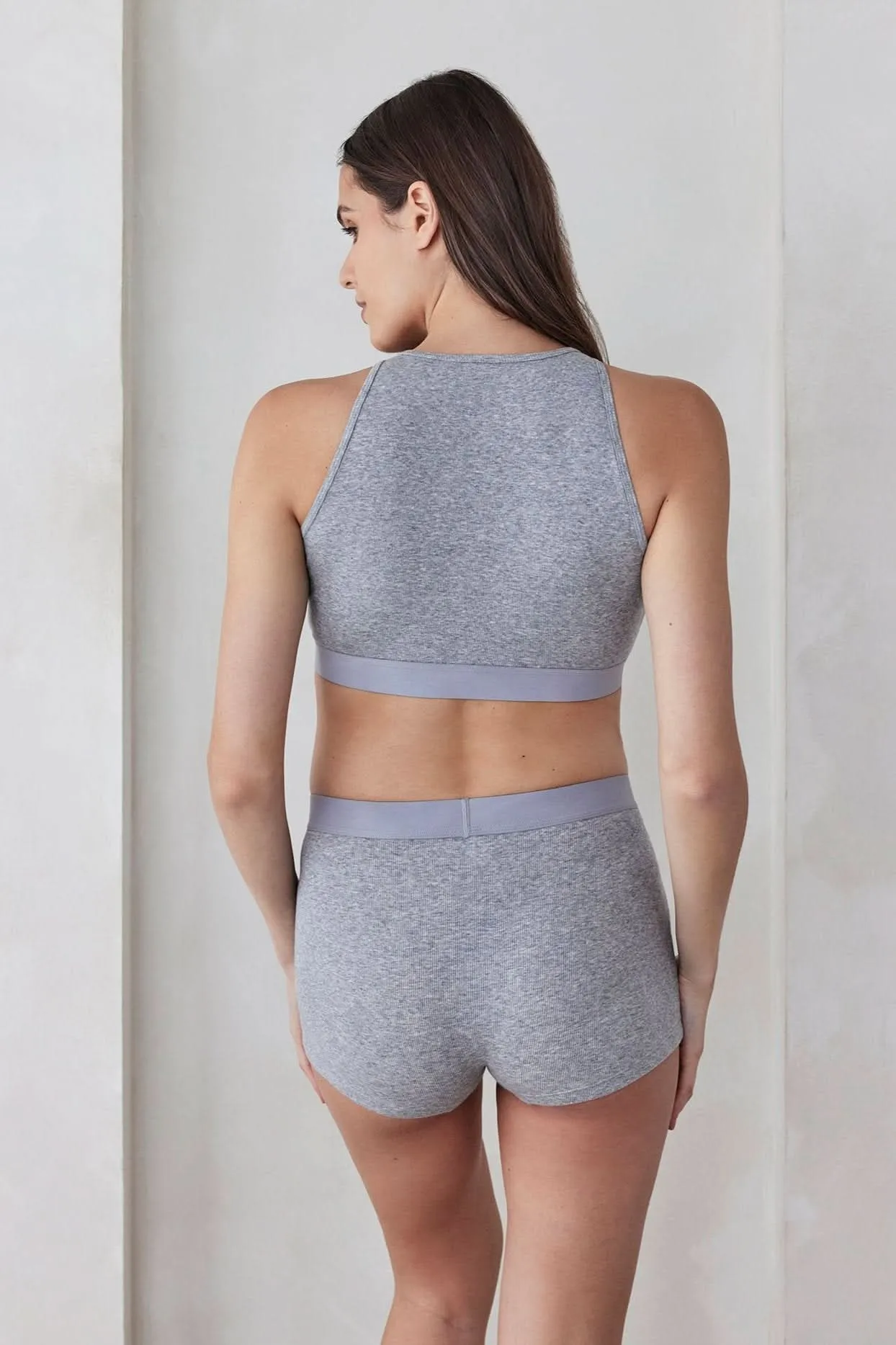 Cotton Rib Crop Top - Heather Grey sold by Trunfio product image thumbnail 5