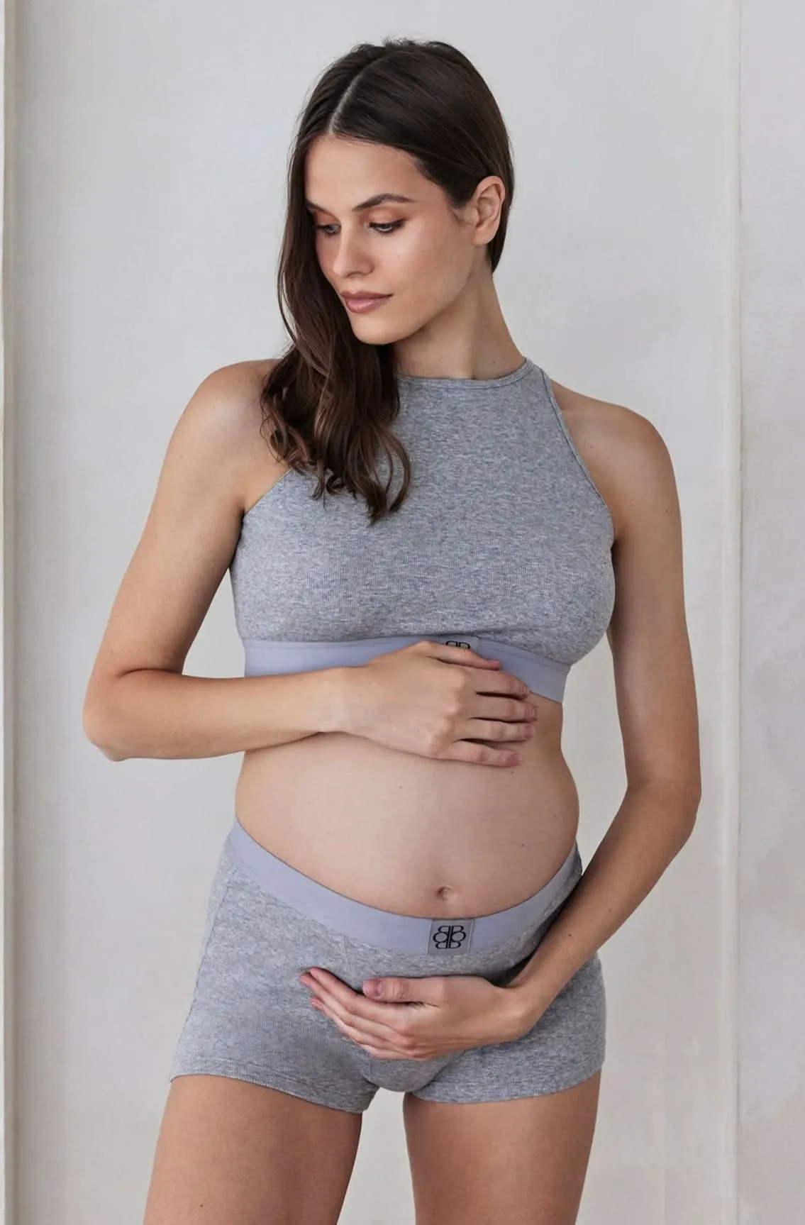 Cotton Rib Crop Top - Heather Grey sold by Trunfio product image thumbnail 3
