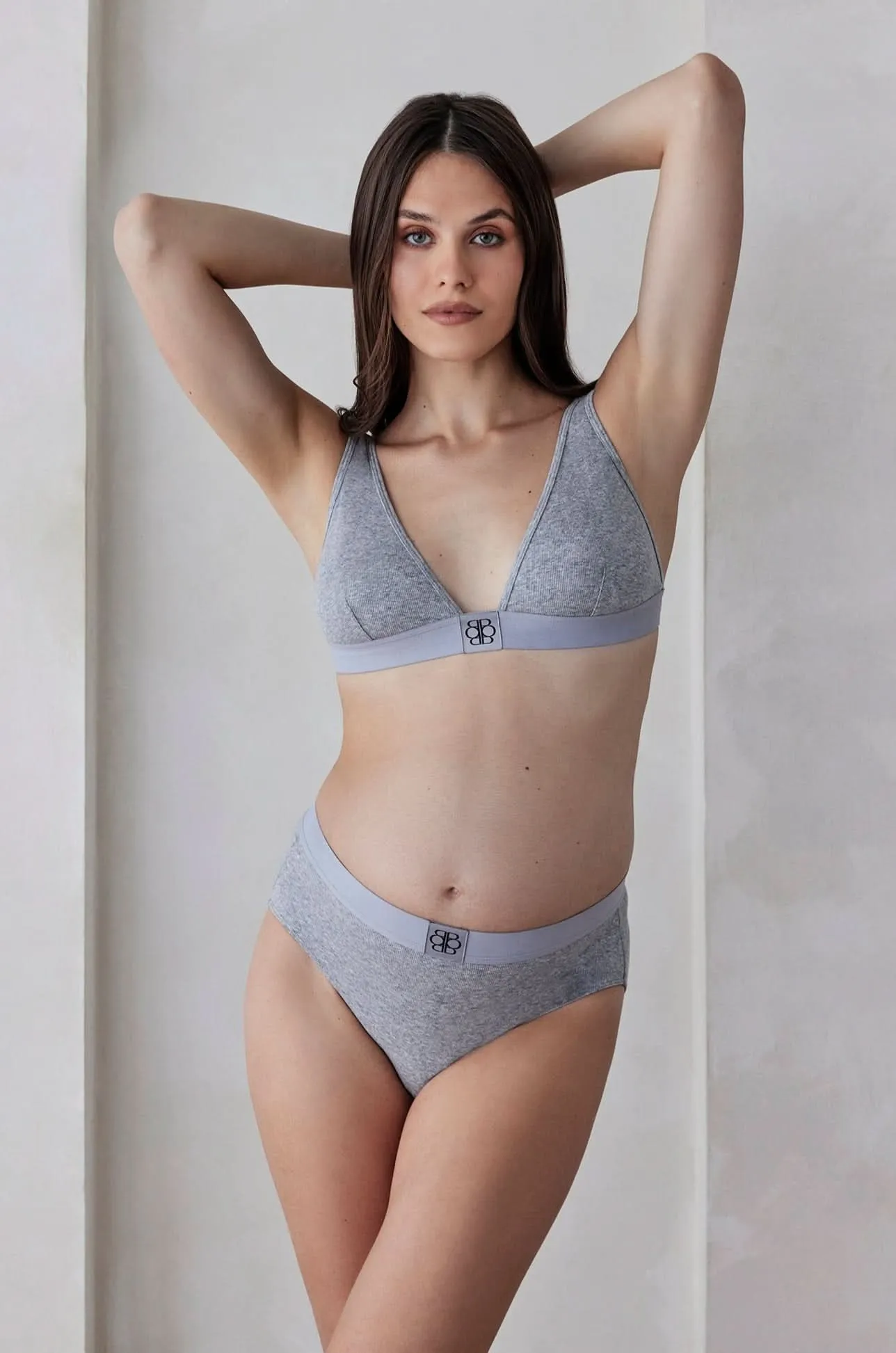 Cotton Rib Full Coverage Brief - Heather Grey sold by Trunfio product image thumbnail 2