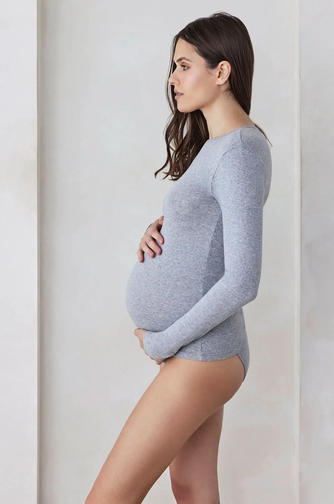 Cotton Rib Long Sleeve Tee - Heather Grey sold by Trunfio