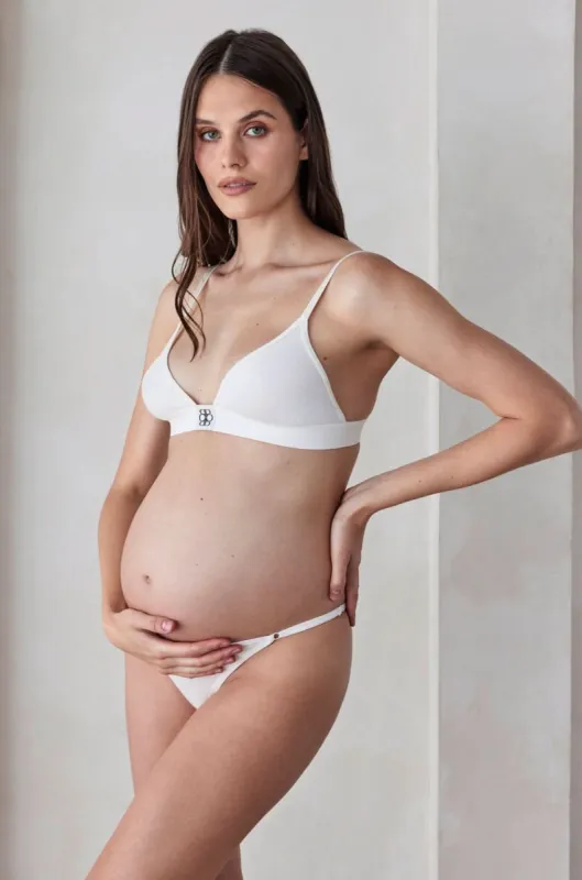 Cotton Rib Triangle Bralette - Ivory sold by Trunfio