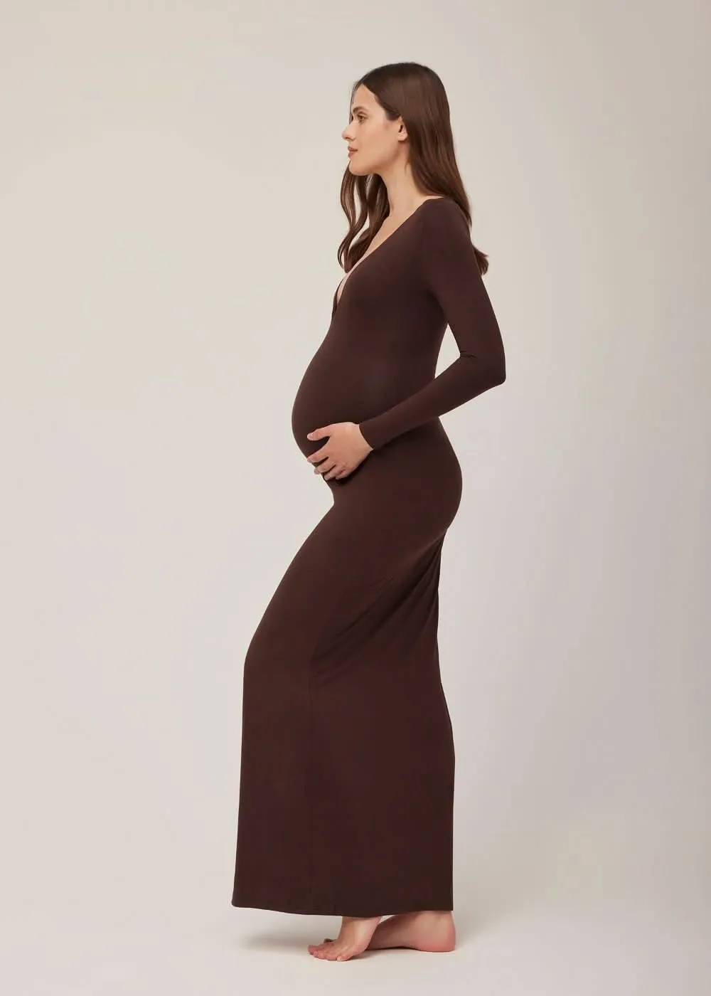 The Long Sleeve V Neck Evening Maternity Dress sold by Trunfio product image thumbnail 3