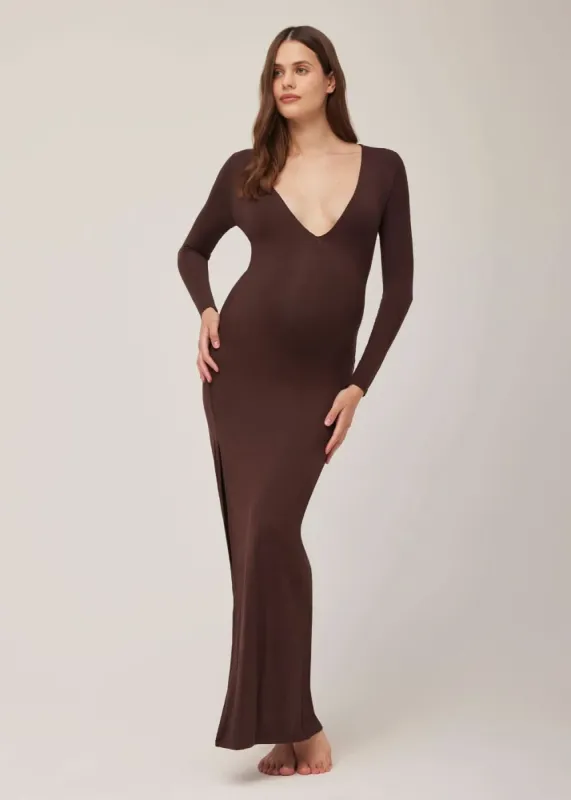 The Long Sleeve V Neck Evening Maternity Dress made by Trunfio