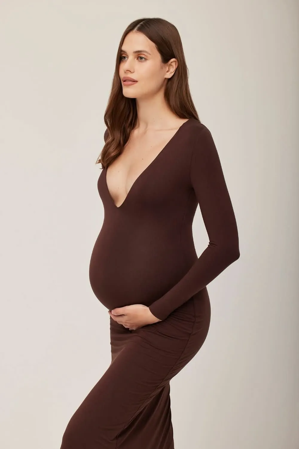 The Long Sleeve V Neck Evening Maternity Dress sold by Trunfio product image thumbnail 4