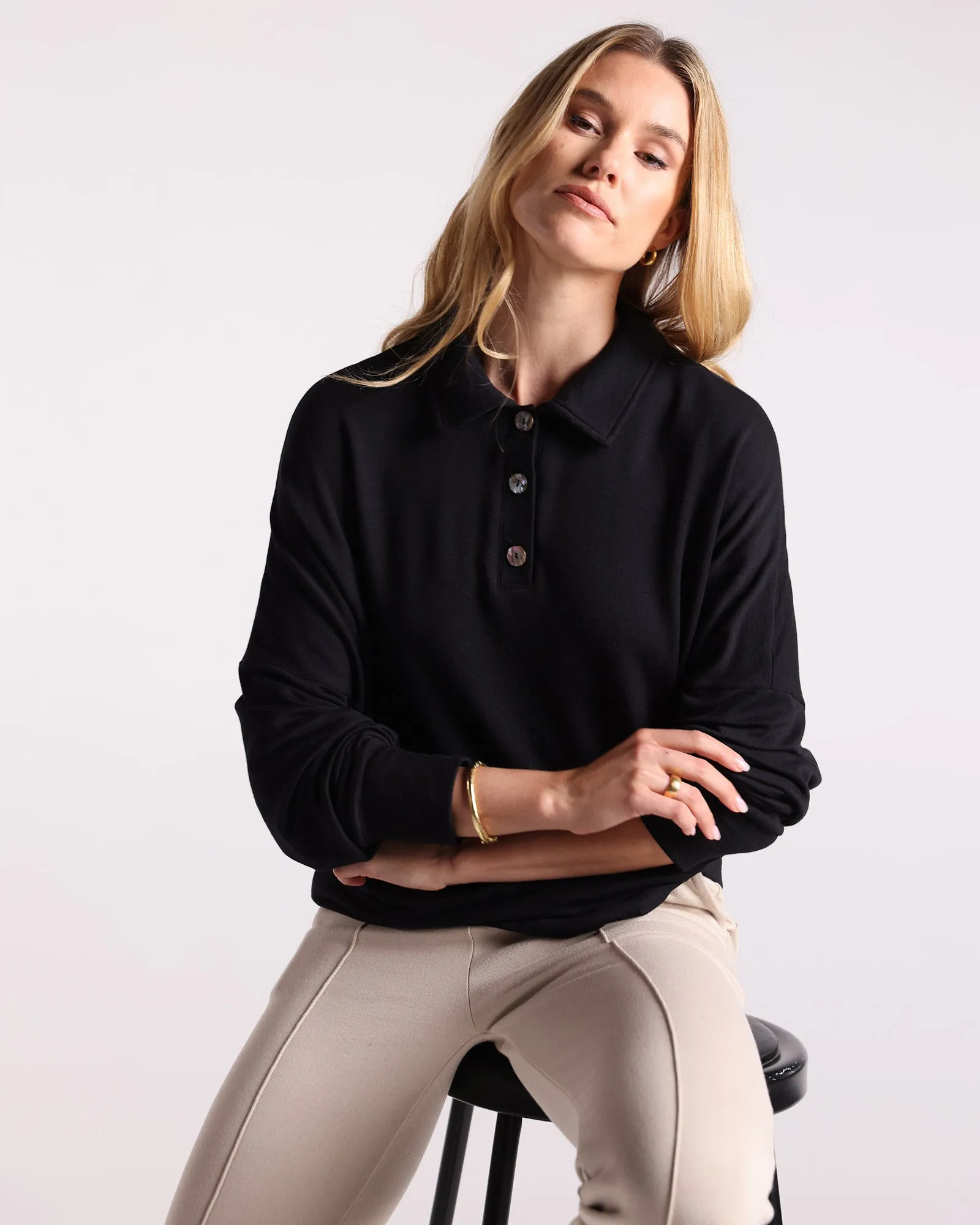 The Oversized Long Sleeve Polo sold by Bleusalt