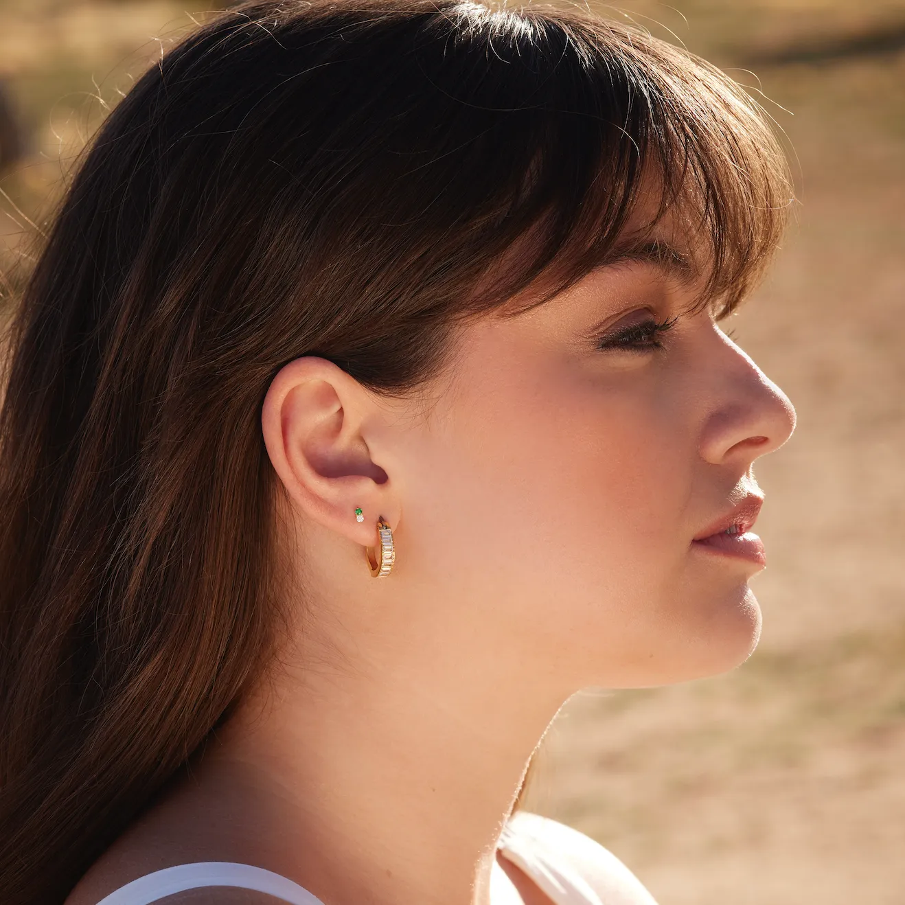 Small Baguette Hoop Earrings sold by Tini Lux product image thumbnail 2