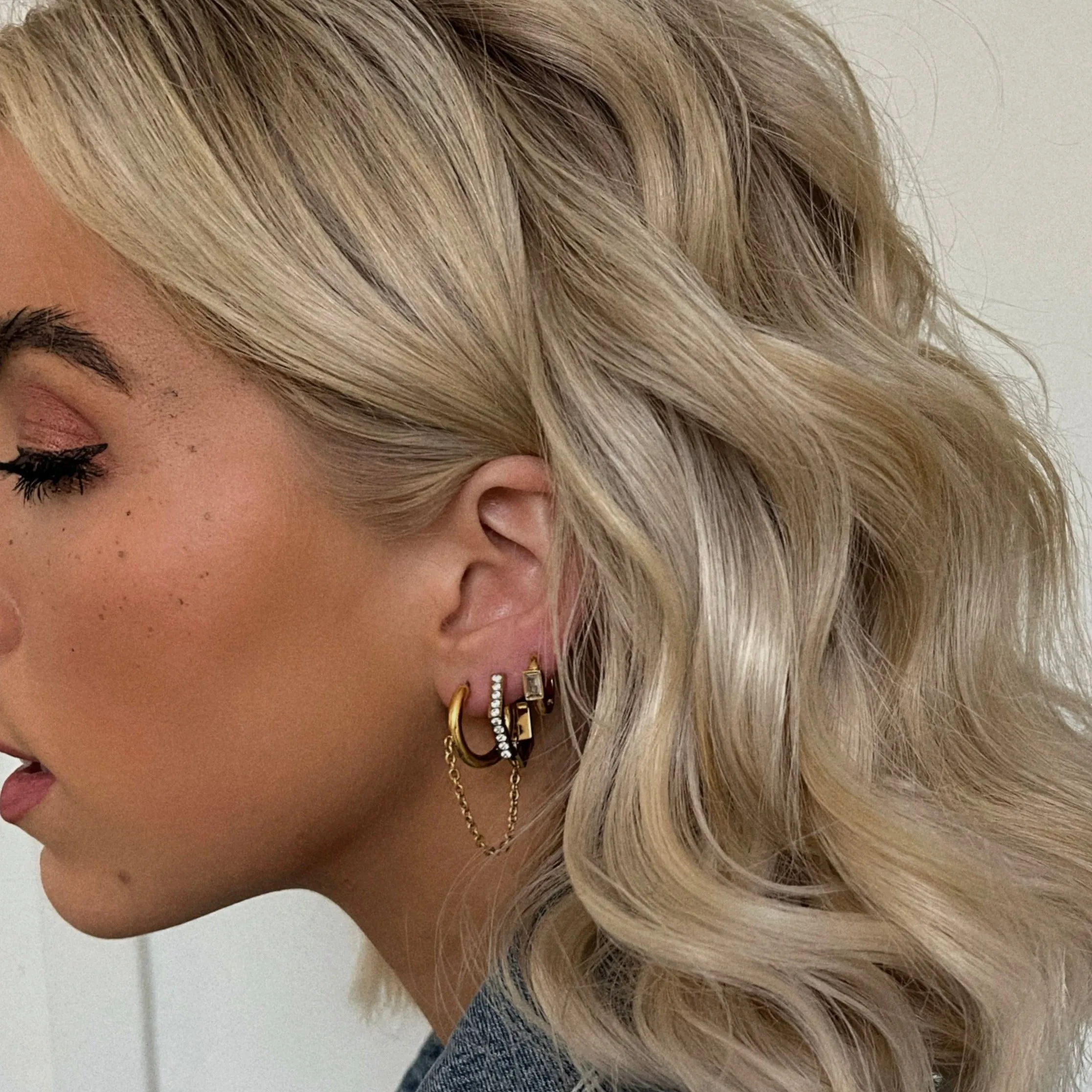 Pavé Friday Hoop Earrings sold by Tini Lux product image thumbnail 3