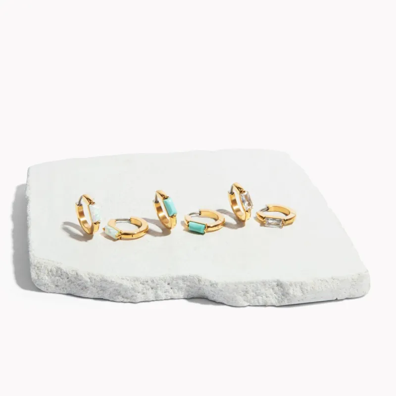 Camille Gemstone Hoop Earrings sold by Tini Lux