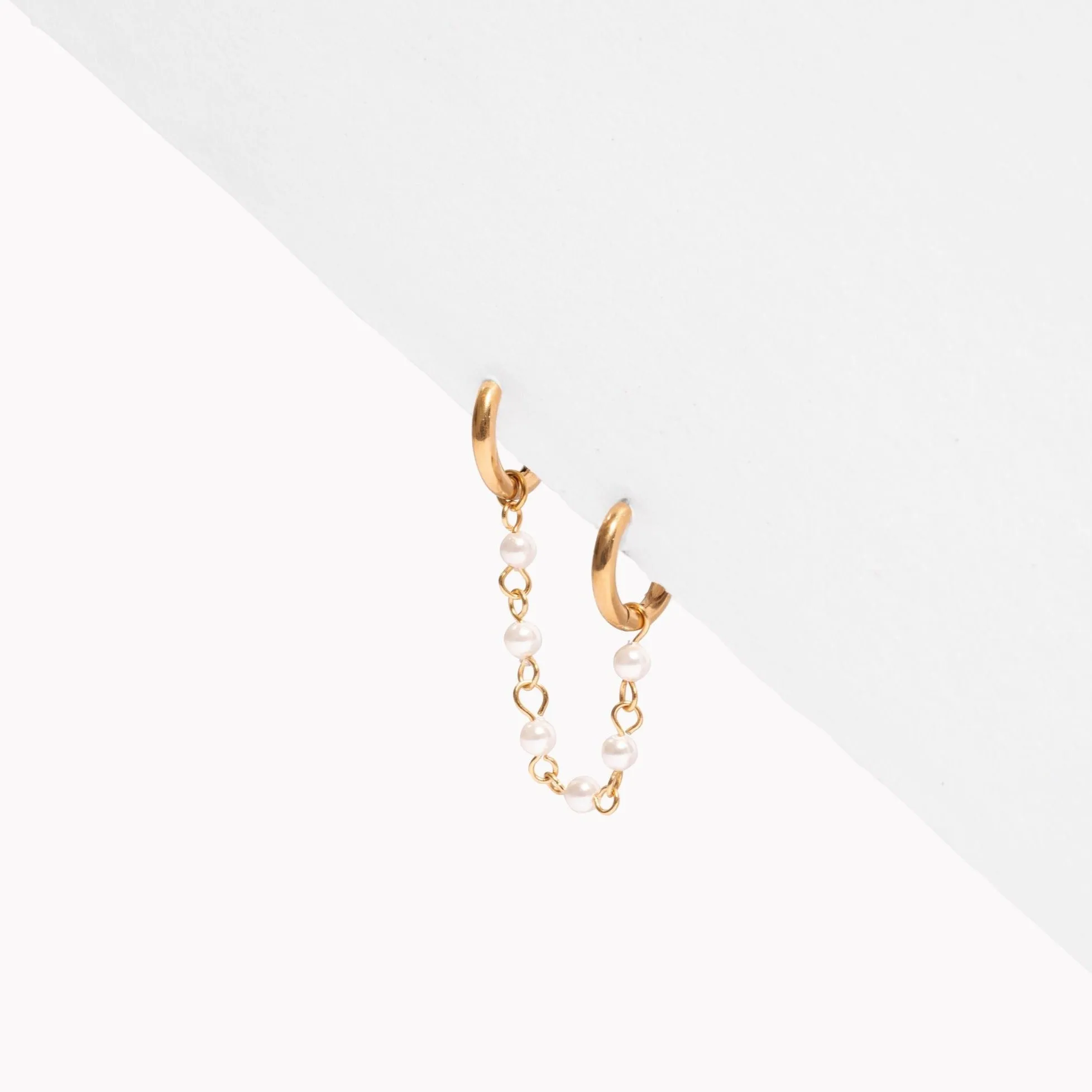 Single Pearl Earring Connector Chain sold by Tini Lux