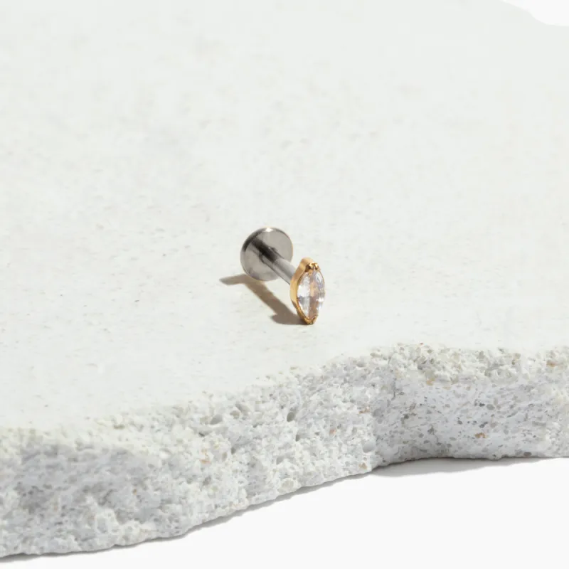 Single Nano Marquis Flat Back Stud sold by Tini Lux