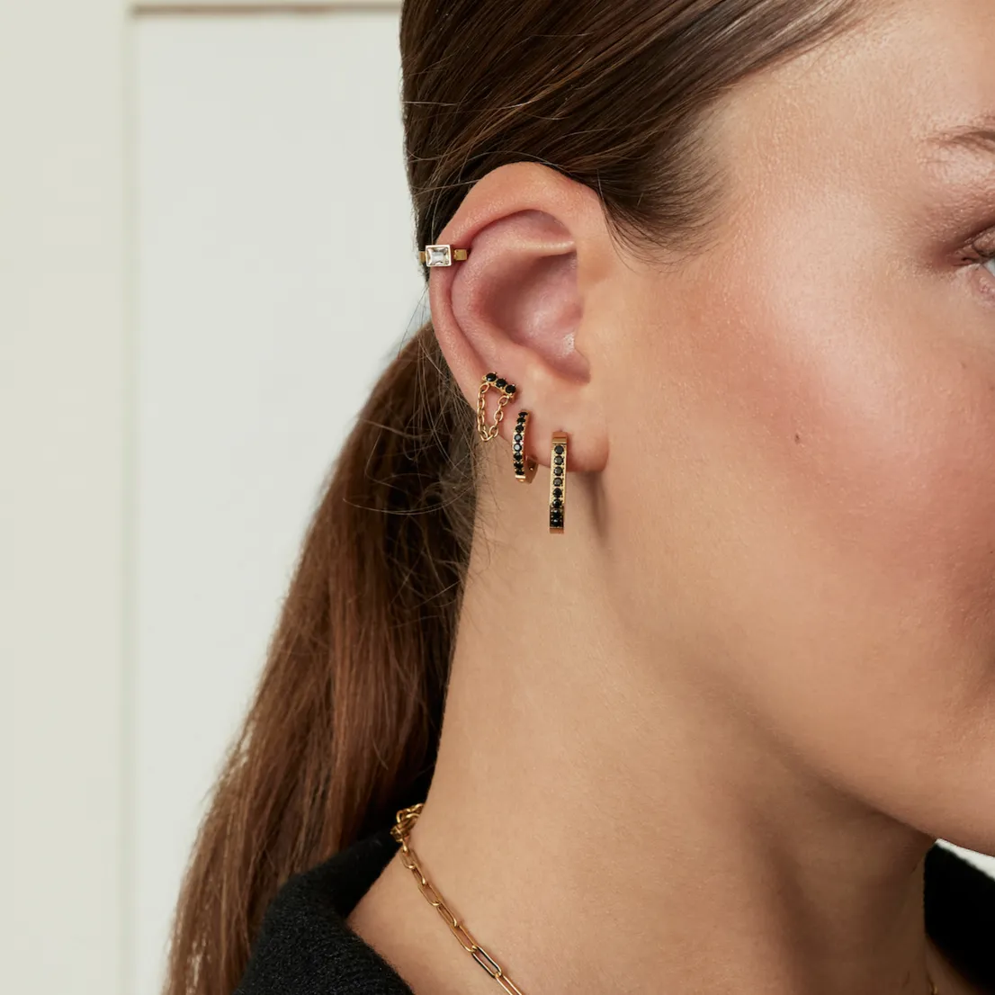 Pavé Trendsetter Hoop Earrings sold by Tini Lux product image thumbnail 5