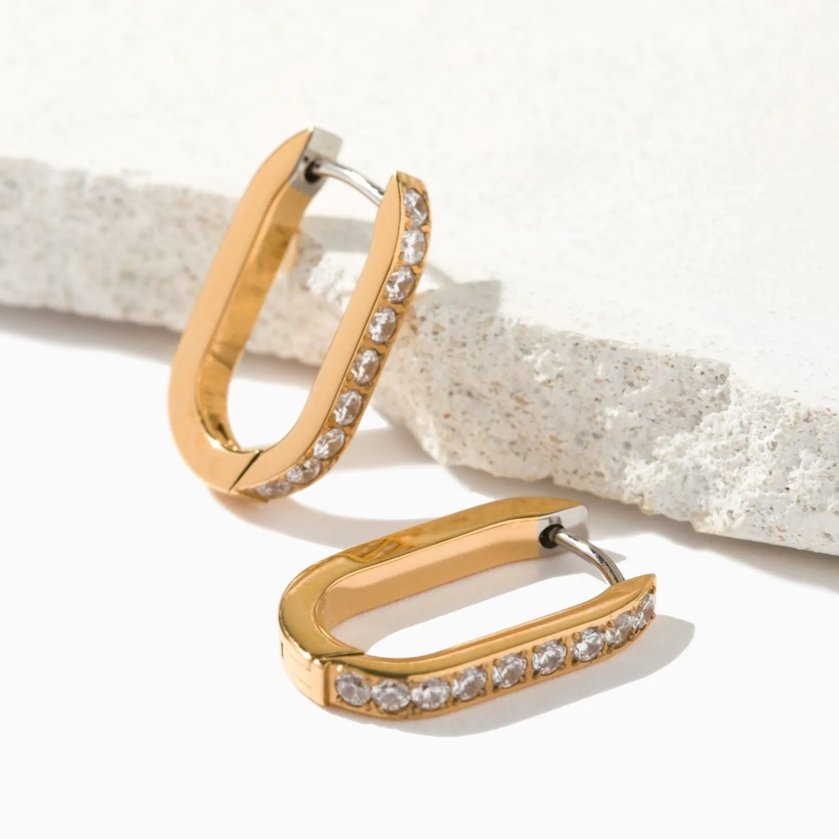 Pavé Trendsetter Hoop Earrings sold by Tini Lux