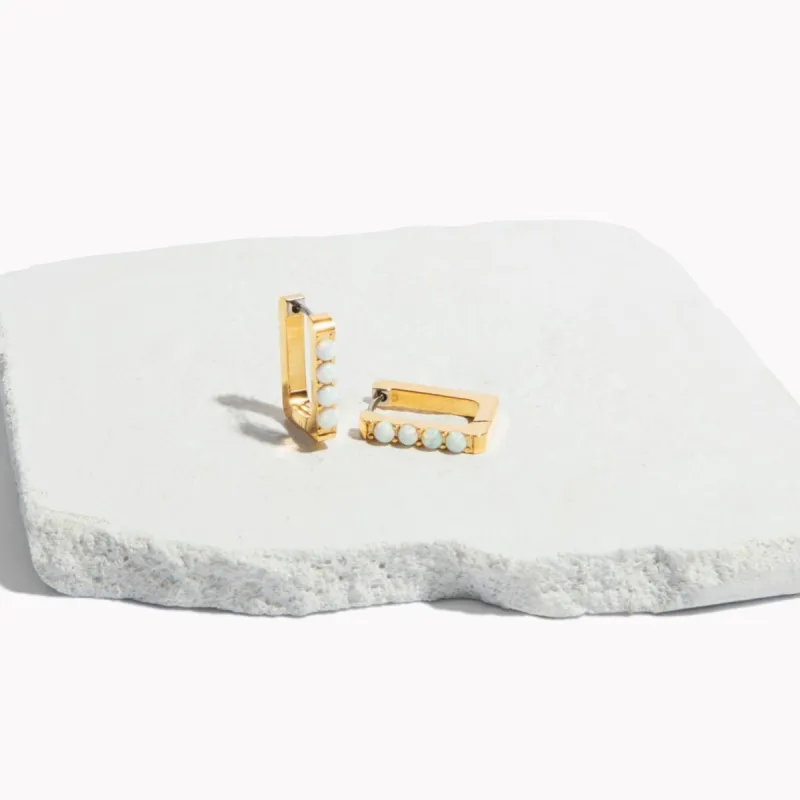 Trendsetter Opal Hoop Earrings sold by Tini Lux