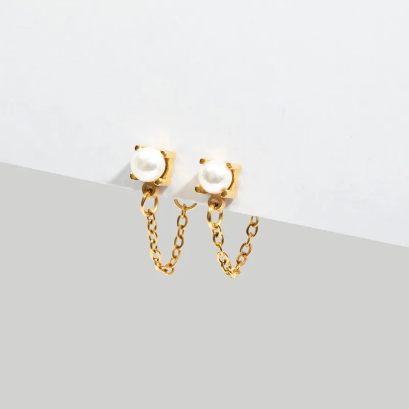 Offshore Pearl Hoop Earrings sold by Tini Lux