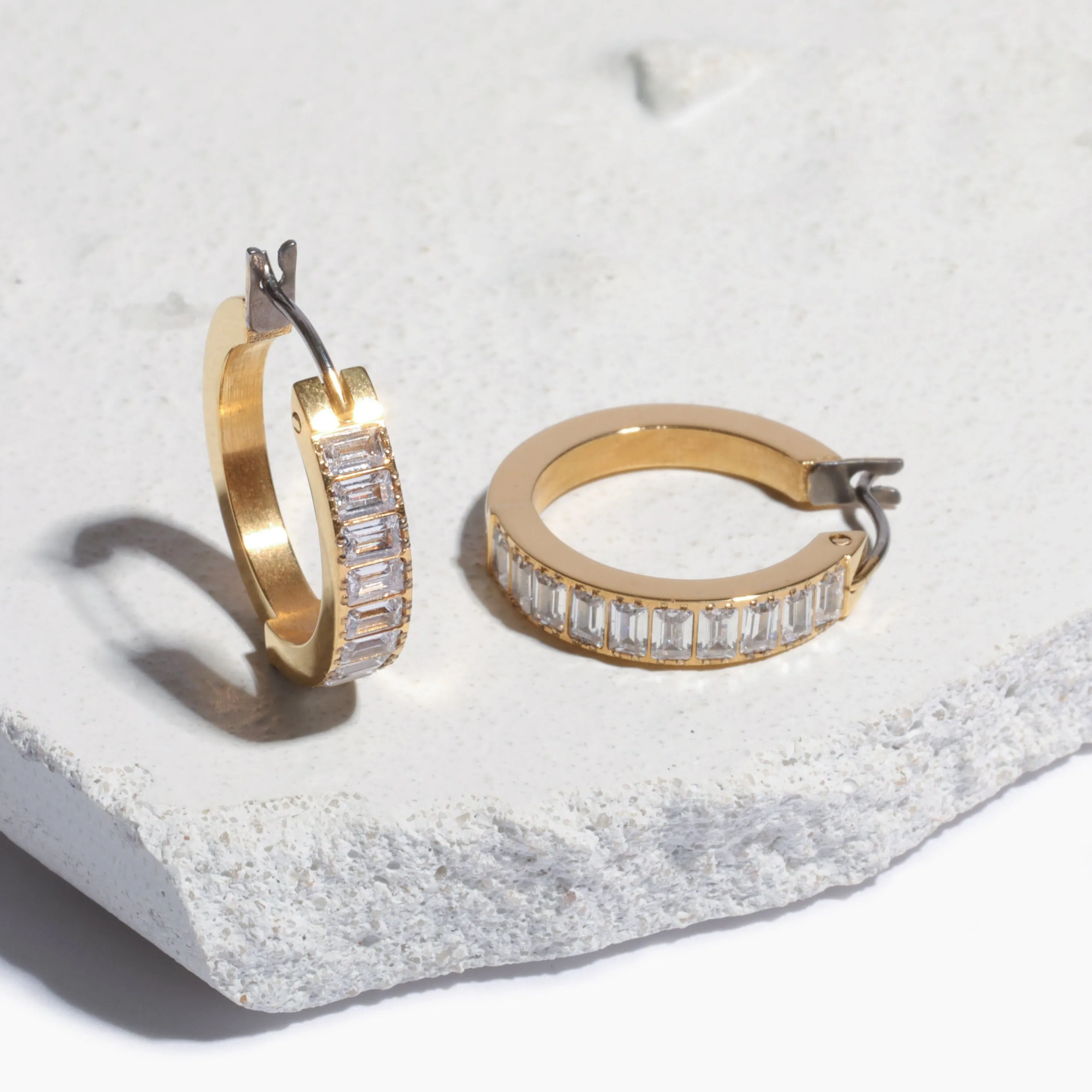 Baguette Hoop Earrings sold by Tini Lux
