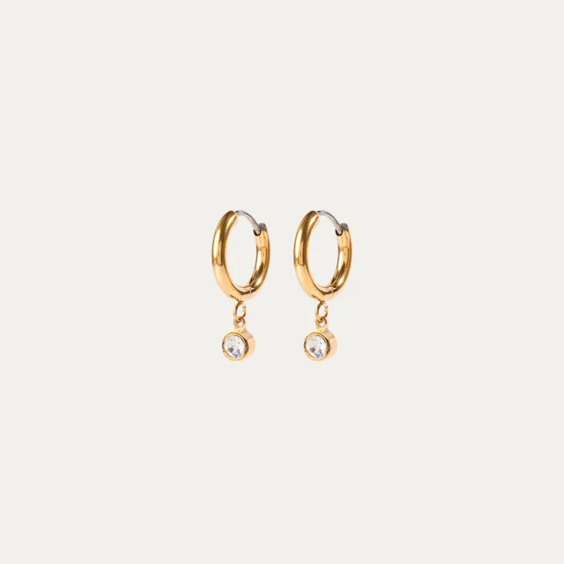 Crystal Charm Hoop Earrings sold by Tini Lux