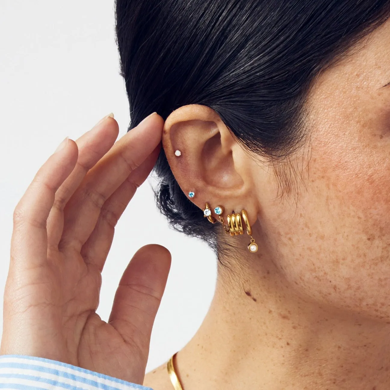 Crystal Charm Hoop Earrings sold by Tini Lux product image thumbnail 4