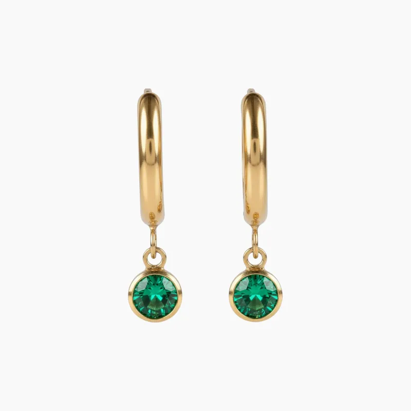 Gemstone Charm Hoop Earrings sold by Tini Lux