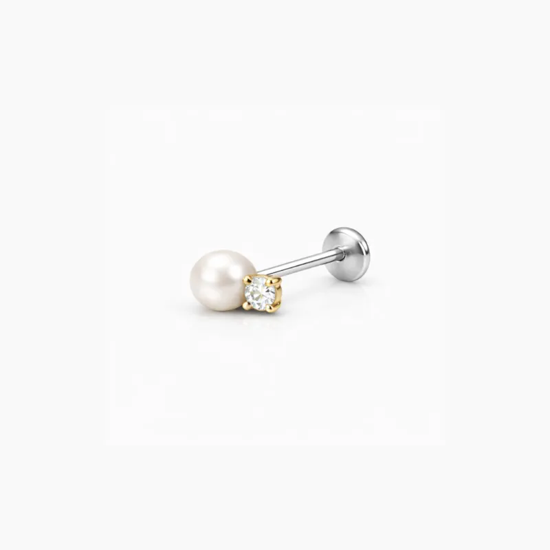 Single Nano Coco Pearl Flat Back Stud made by Tini Lux
